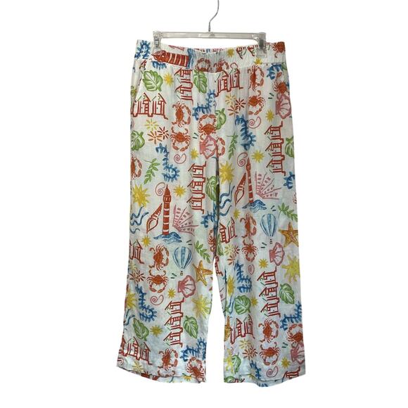 Panama Jack Linen Blend Pants Size L White Beach Lounge Coastal Resort - Picture 1 of 7